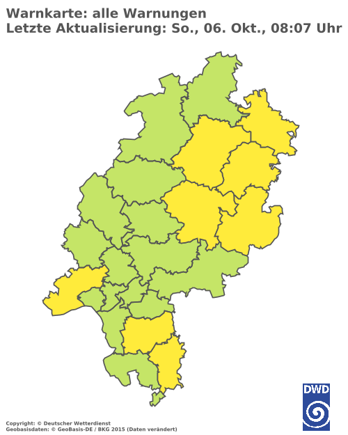 Aktuelle Wetterwarnungen für  Wetteraukreis