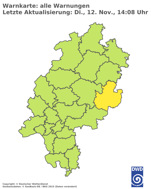 Aktuelle Wetterwarnungen für  Wetteraukreis