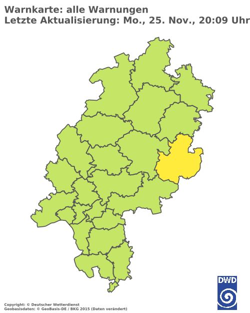 Aktuelle Wetterwarnungen für  Wetteraukreis