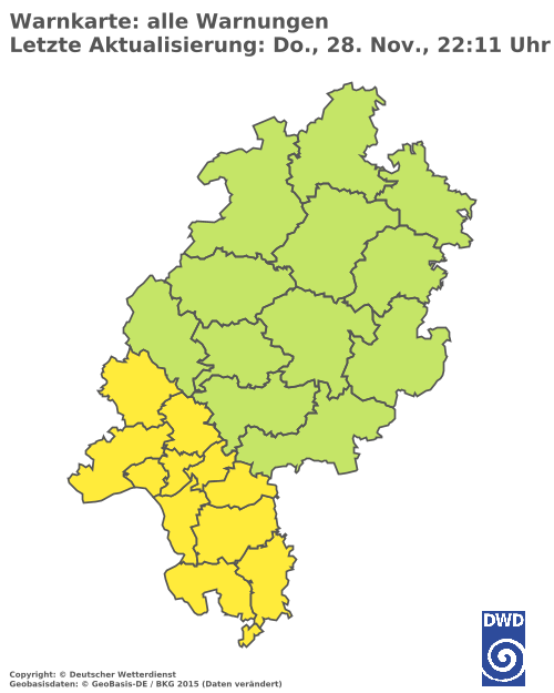 Aktuelle Wetterwarnungen für  Wetteraukreis