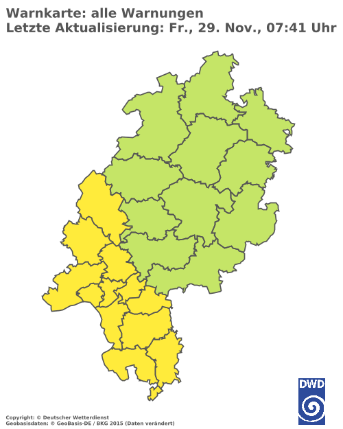 Aktuelle Wetterwarnungen für  Wetteraukreis