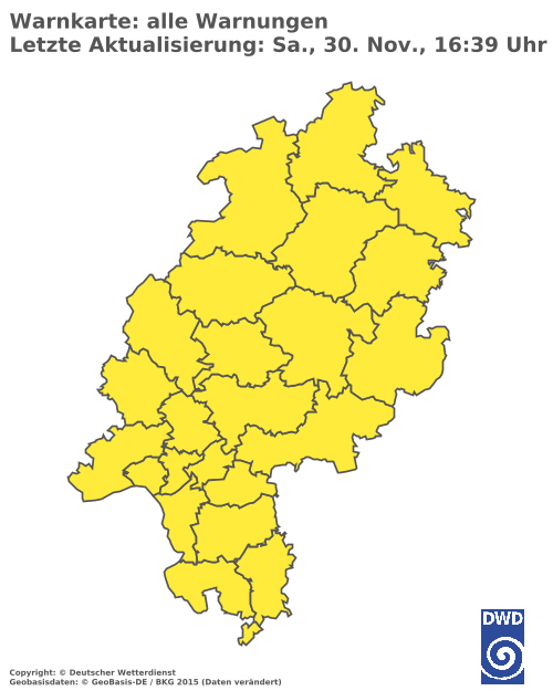 Aktuelle Wetterwarnungen für  Wetteraukreis