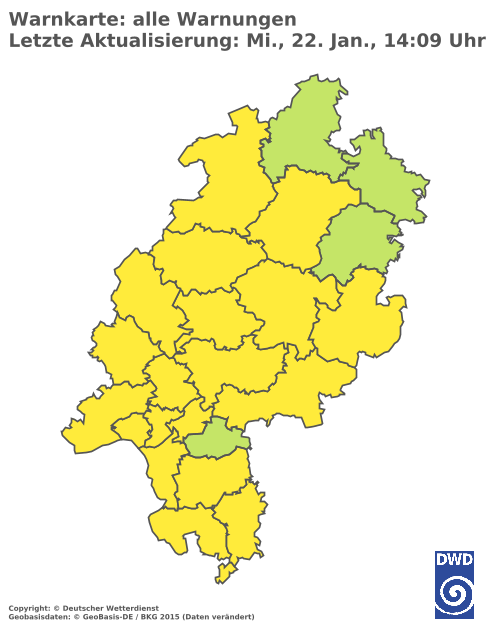 Aktuelle Wetterwarnungen für  Wetteraukreis