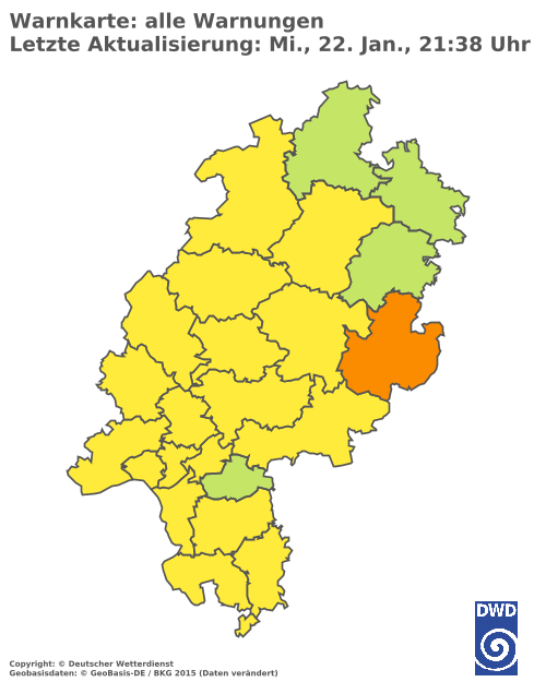 Aktuelle Wetterwarnungen für  Wetteraukreis